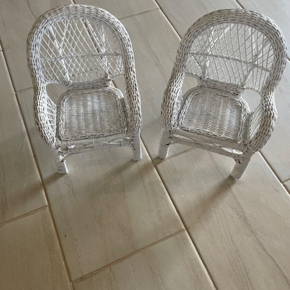 White Wicker Doll Chairs